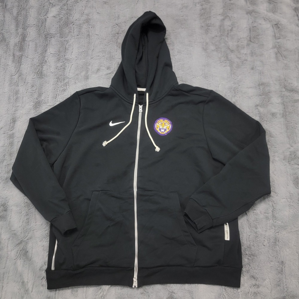 LSU Tigers Team Issue Nike Hoodie Jacket Mens 3XL Black Football Dri-Fit Zip